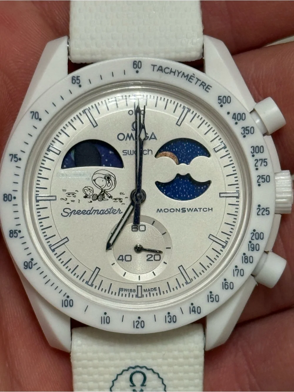 Omega x Swatch White Moonwatch with Blue Accents
